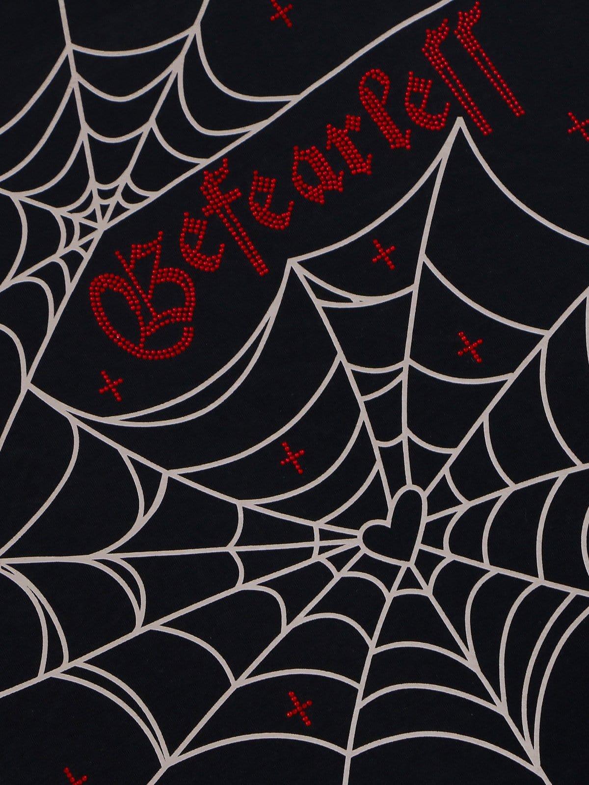 Spider Hotfix Rhinestones Print Tee