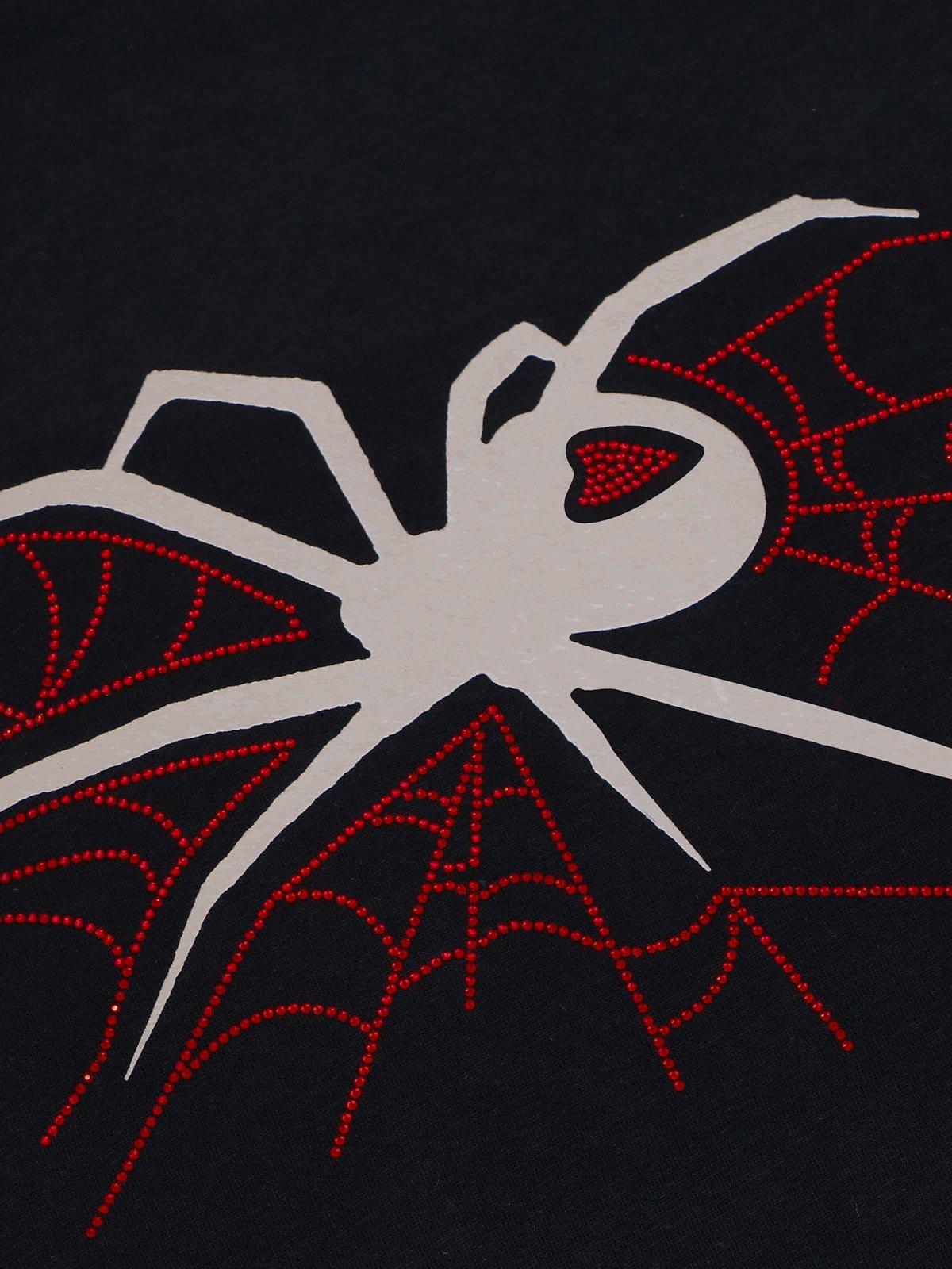 Spider Hotfix Rhinestones Print Tee