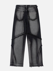 Spider Silhouette Pattern Stitching Jeans