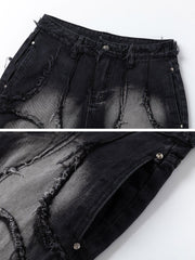 Spider Silhouette Pattern Stitching Jeans