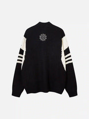 Spider Web Stand Collar Zip-Up Cardigan