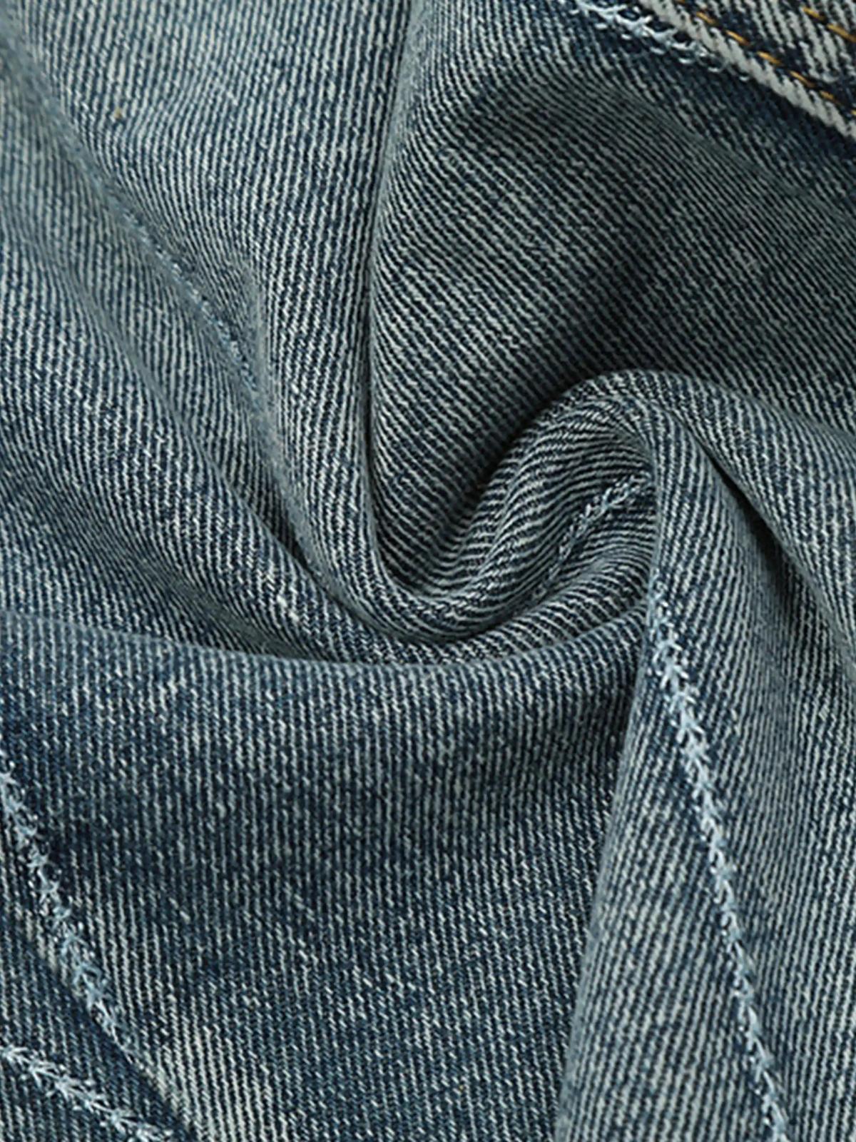 Spider Web Topstitched Loose Jeans
