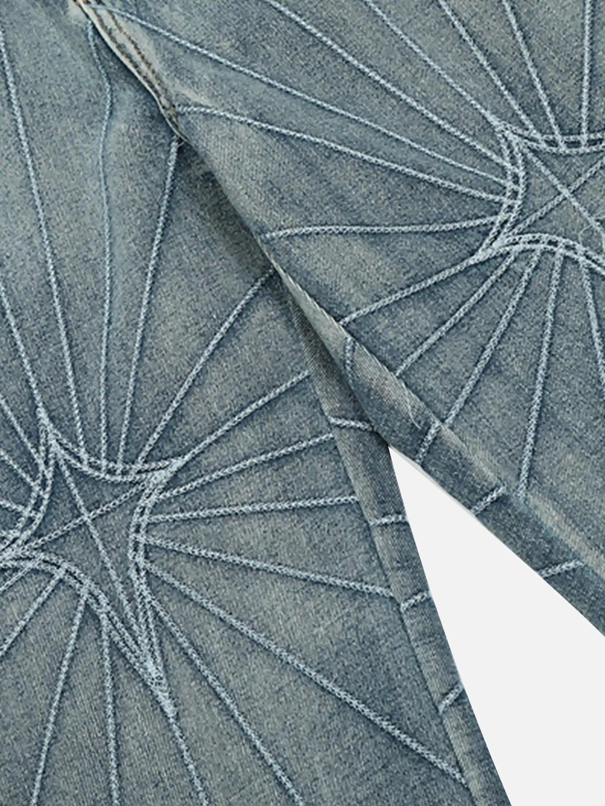 Spider Web Topstitched Loose Jeans