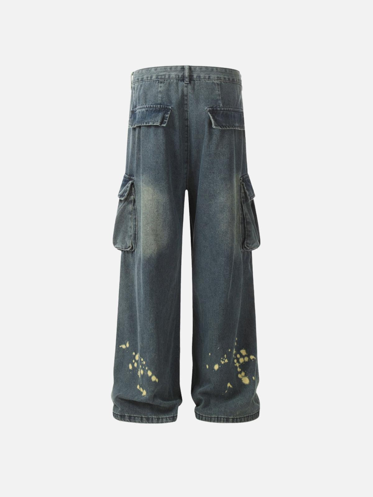 Splash-Ink Washed Baggy Jeans