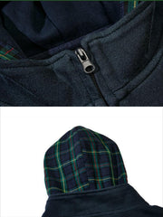 Spliced Plaid Fake Two-Piece Hoodie