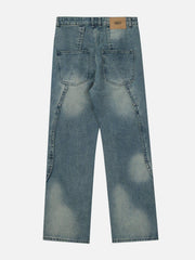 Splicing Water-Wash Jeans