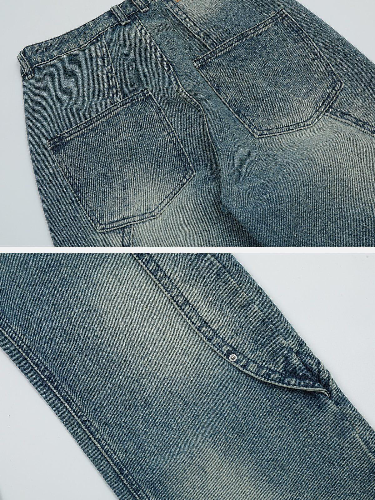 Splicing Water-Wash Jeans