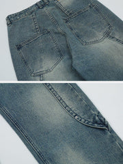 Splicing Water-Wash Jeans