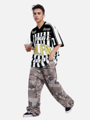 Sports Letter Stripe Print Jersey T-Shirt