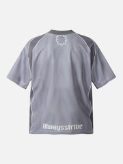 Sports Patchwork Jersey Letter Print T-Shirt