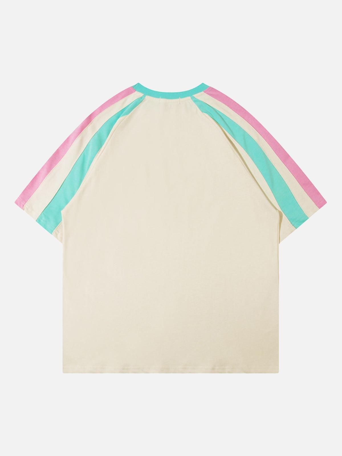 Sports Style Color-Blocked Splicing T-Shirt