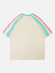 Sports Style Color-Blocked Splicing T-Shirt