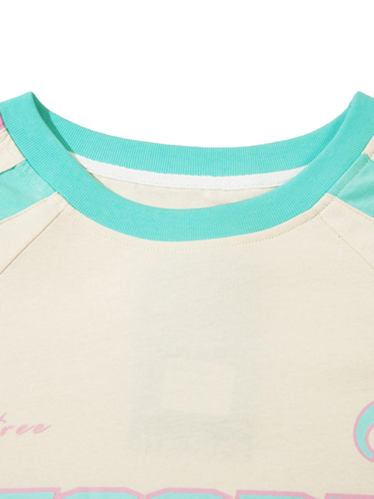 Sports Style Color-Blocked Splicing T-Shirt