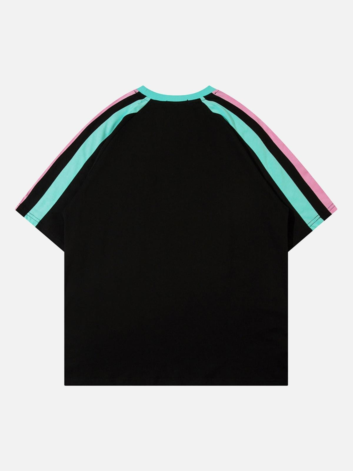 Sports Style Color-Blocked Splicing T-Shirt