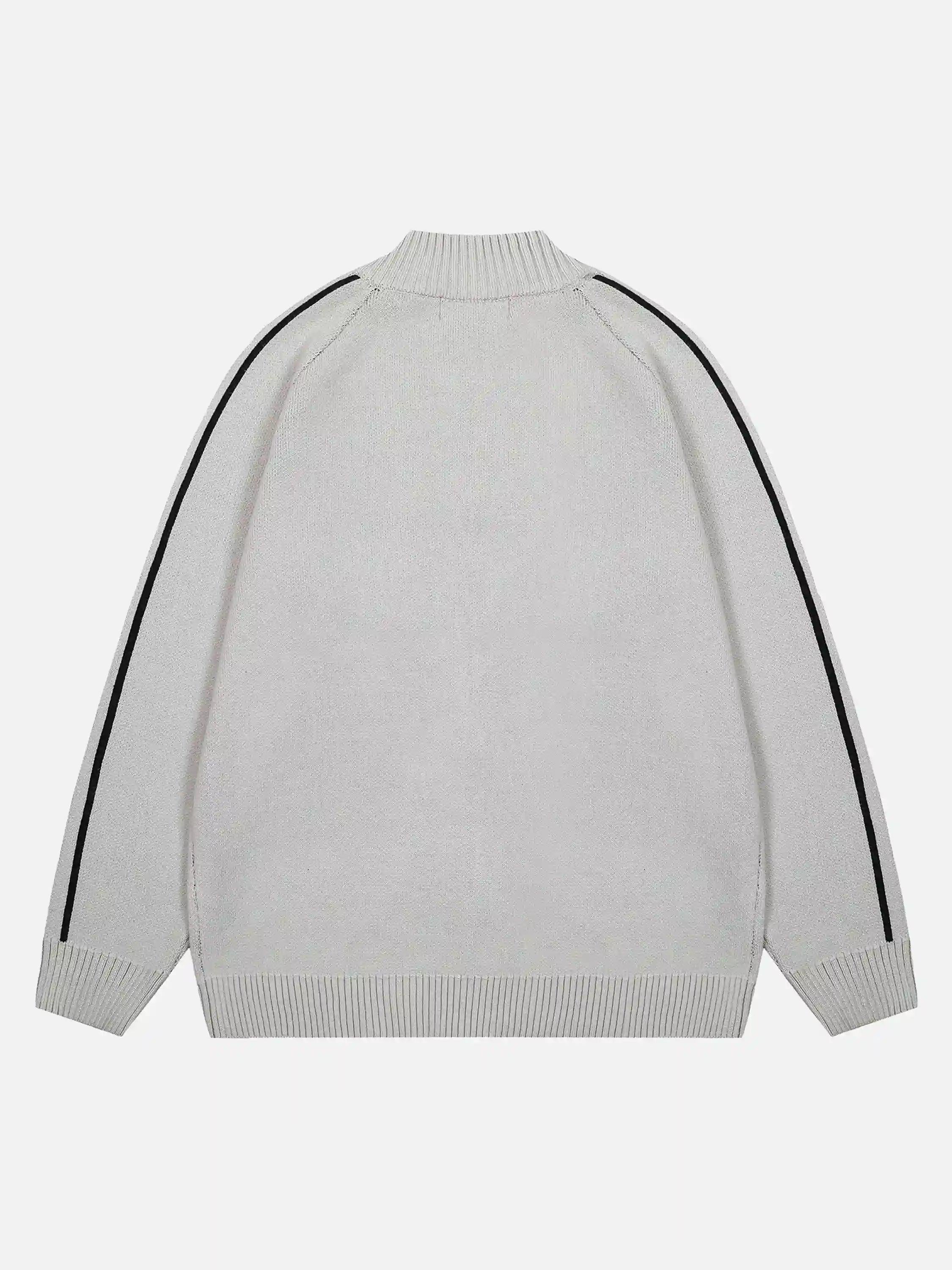 Stand Collar Racing Zip-Up Cardigan
