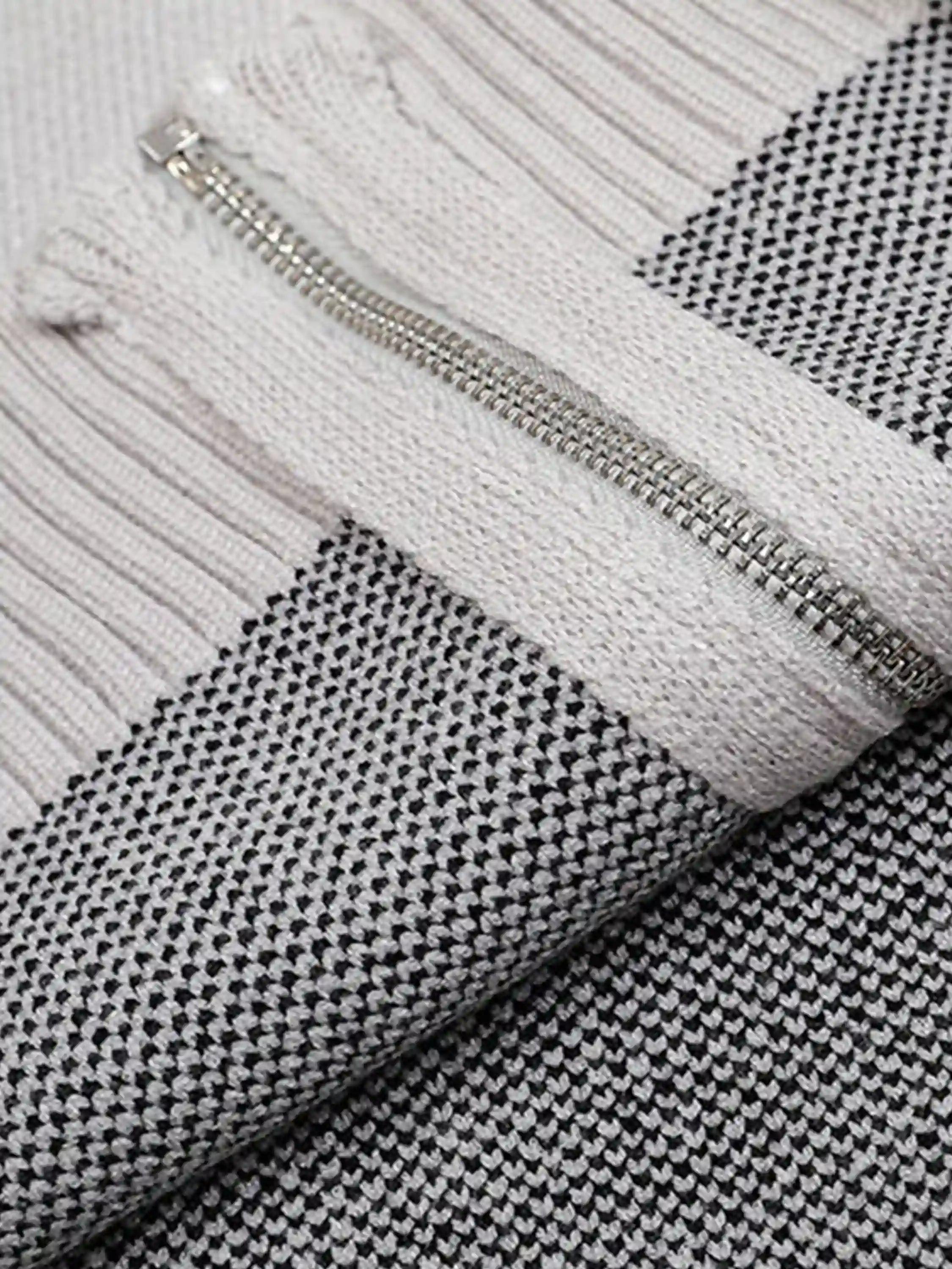 Stand Collar Racing Zip-Up Cardigan