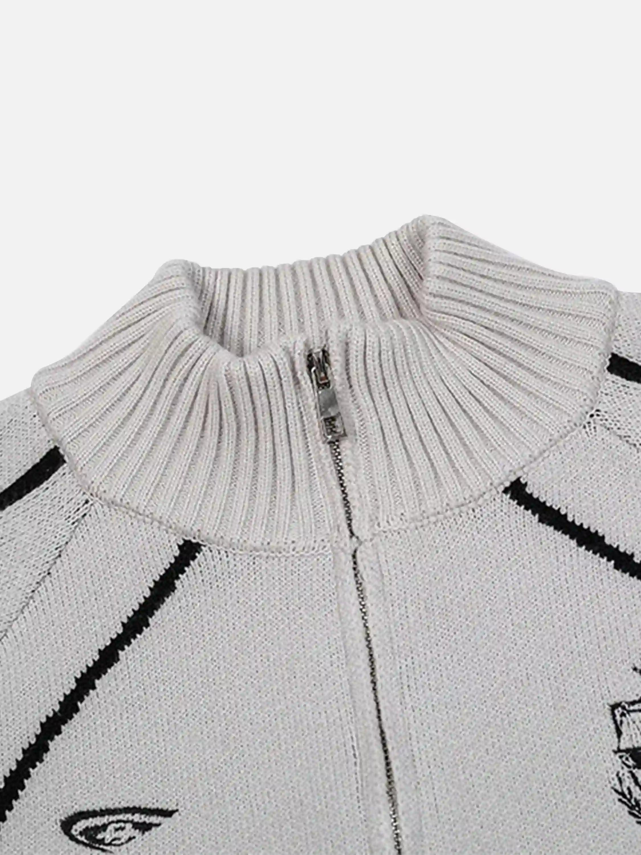 Stand Collar Racing Zip-Up Cardigan