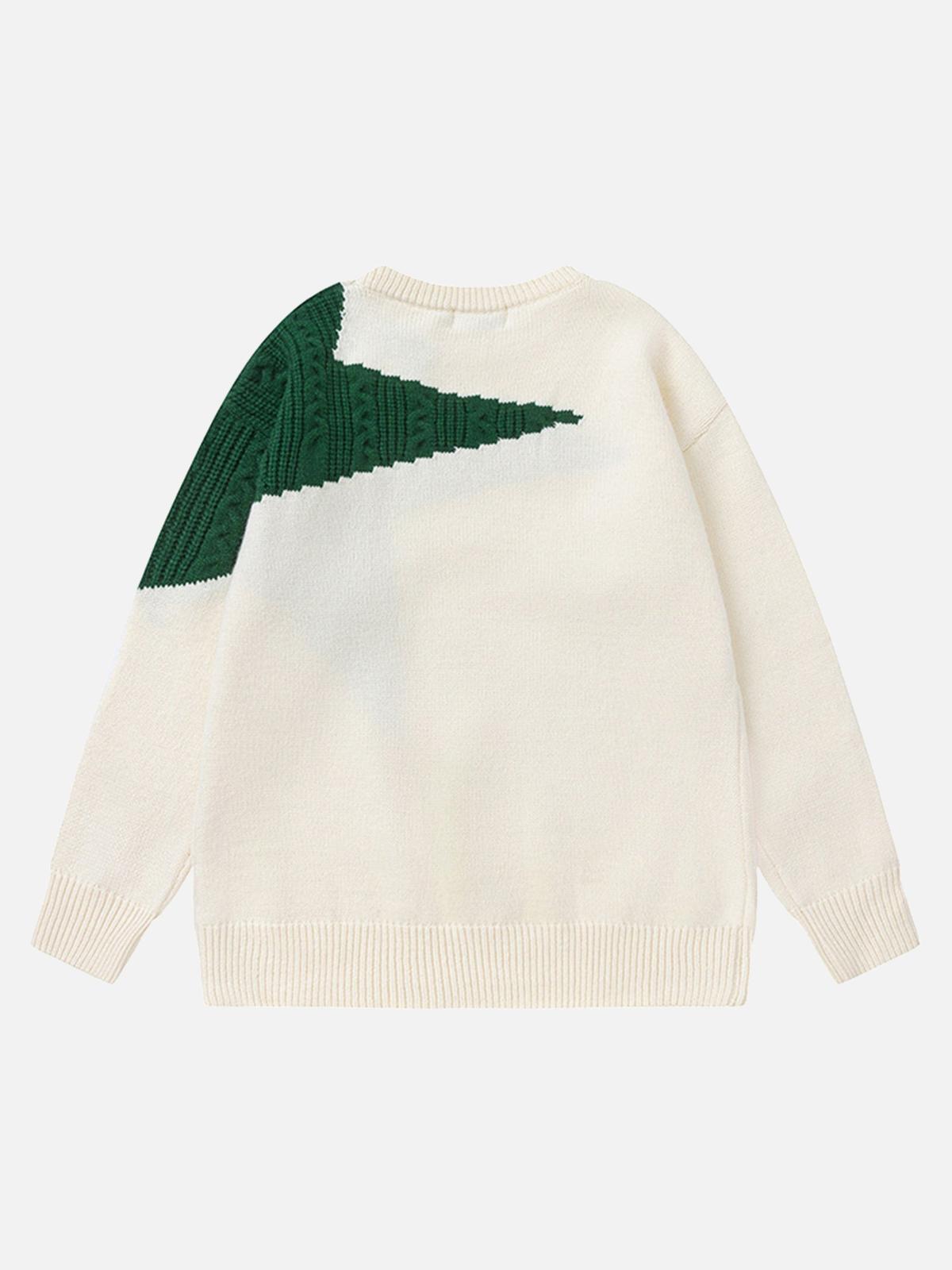 Star Contrast Knit Sweater