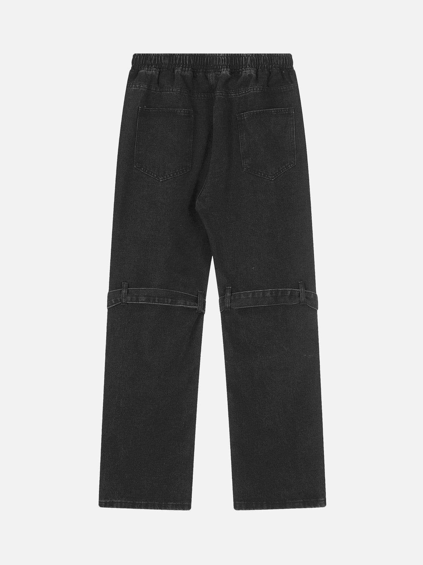 Star Embroidered Elastic Waist Jeans