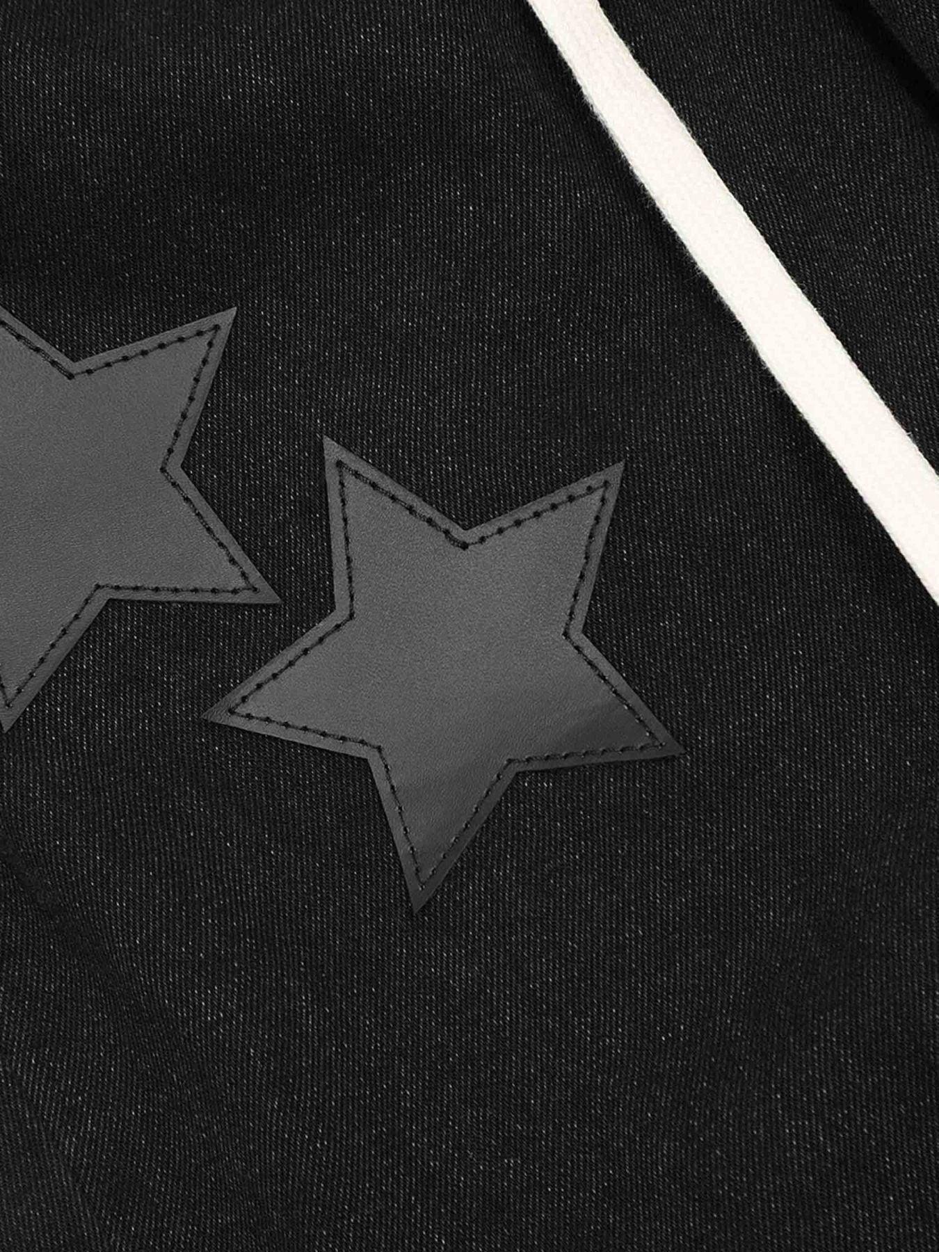 Star Embroidered Elastic Waist Jeans