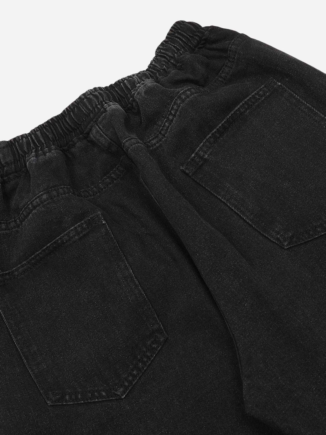 Star Embroidered Elastic Waist Jeans