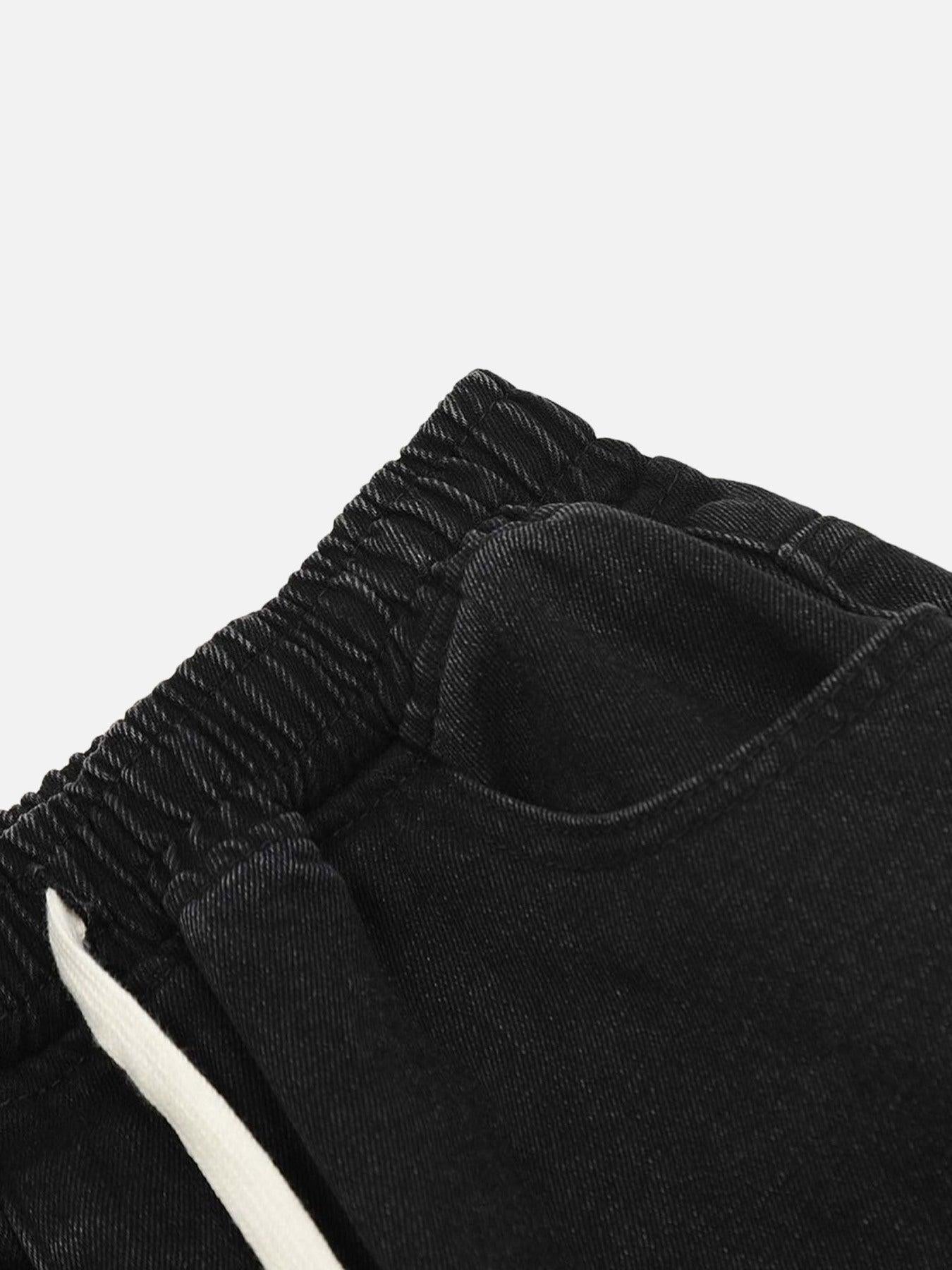 Star Embroidered Elastic Waist Jeans