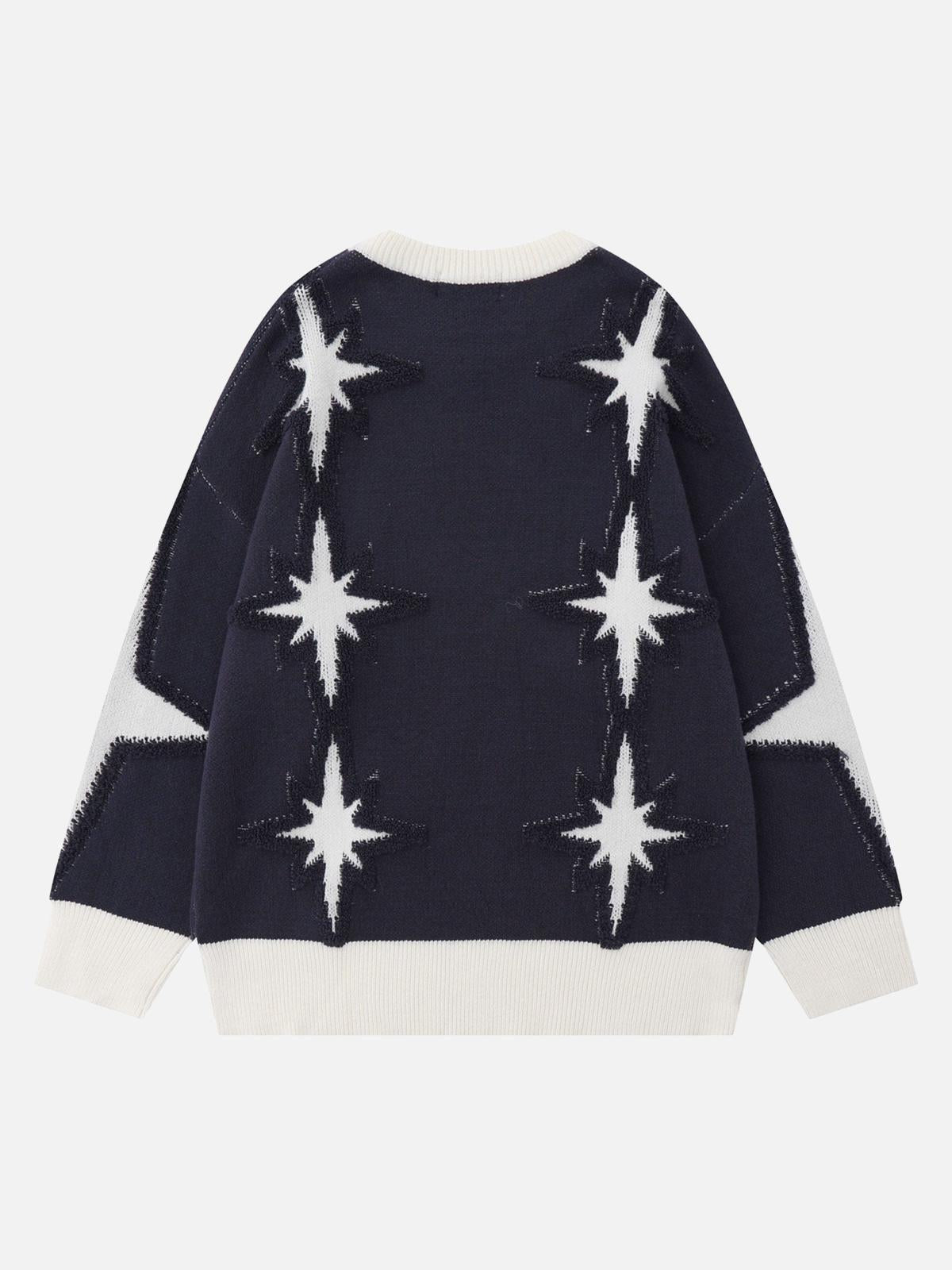 Star Jacquard Crew Neck Sweater