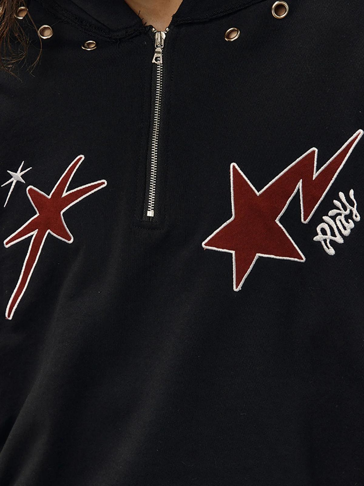 Star Patchwork Half-Zip Hoodie