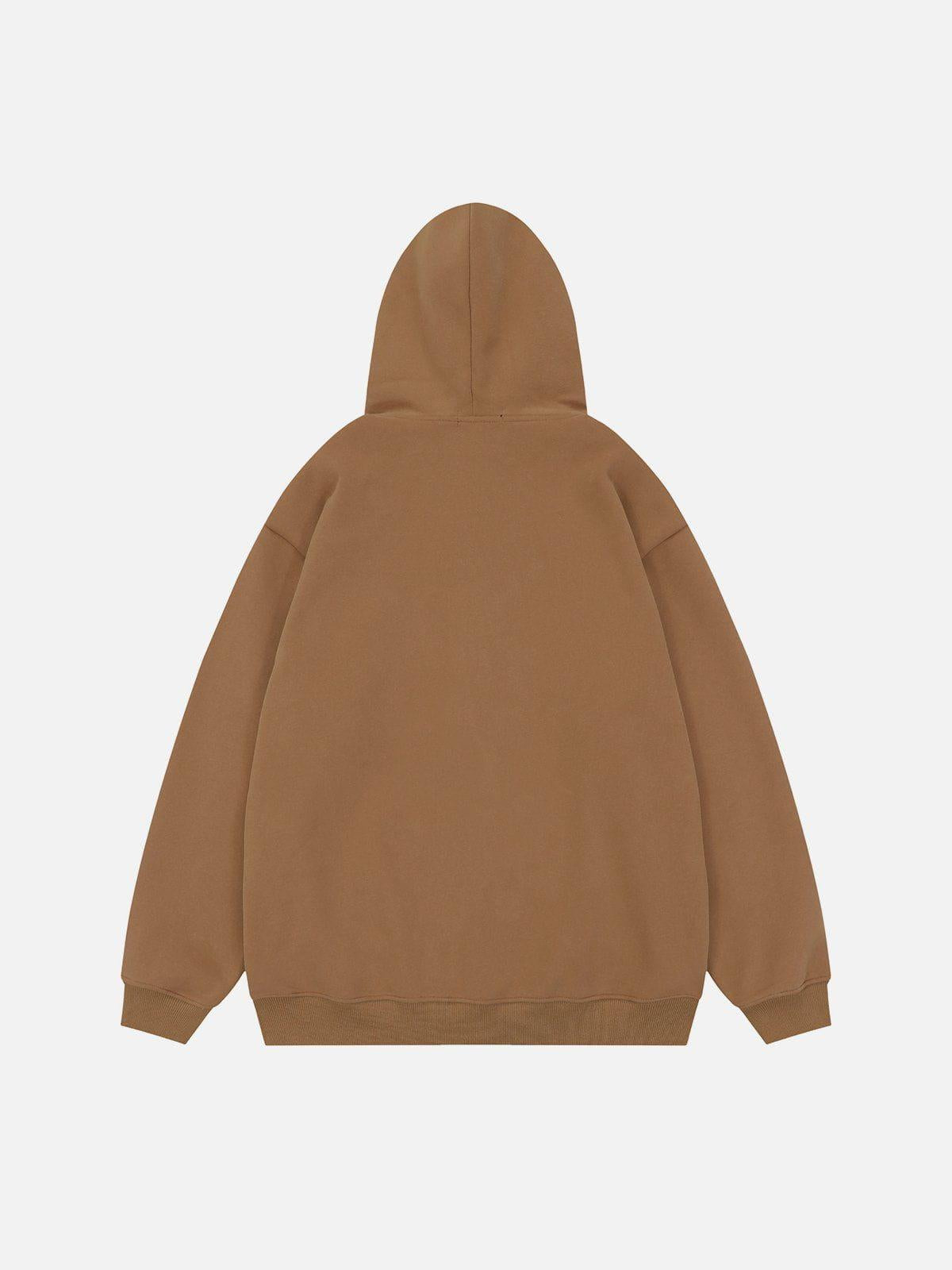 Star Print Fleece Zip Hoodie