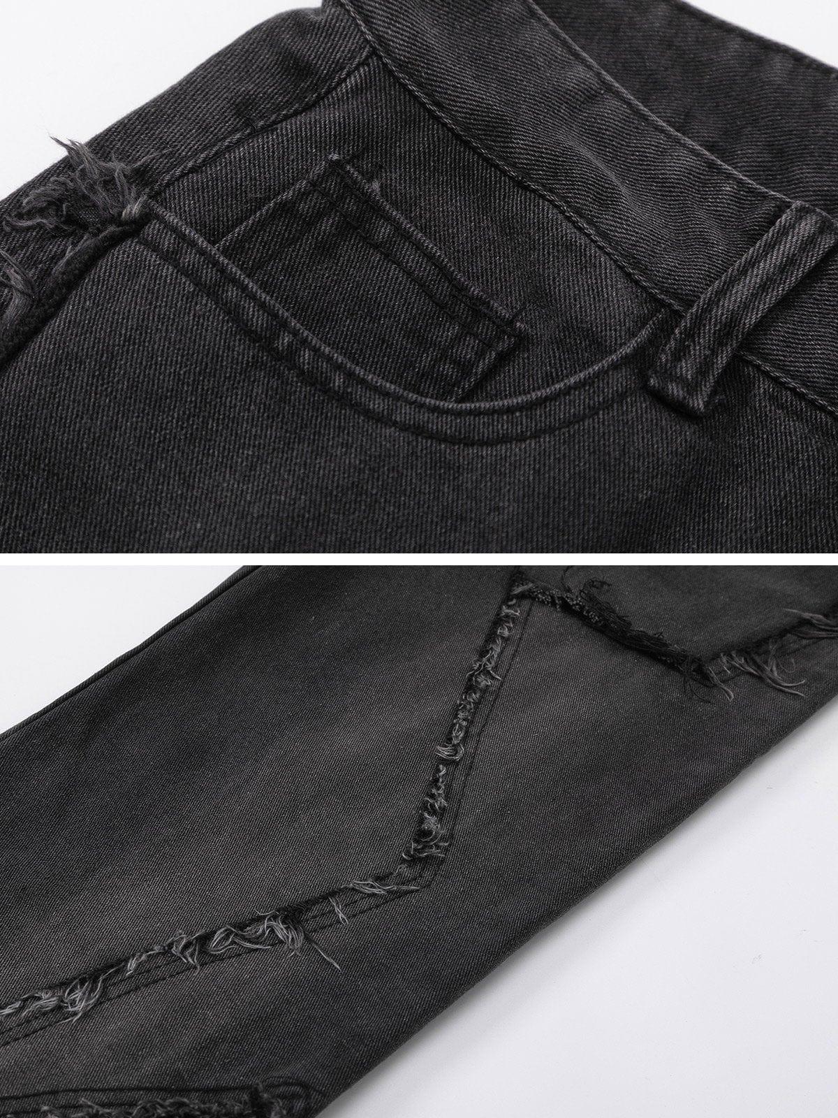 Star Symmetrical Raw Edge Splicing Jeans