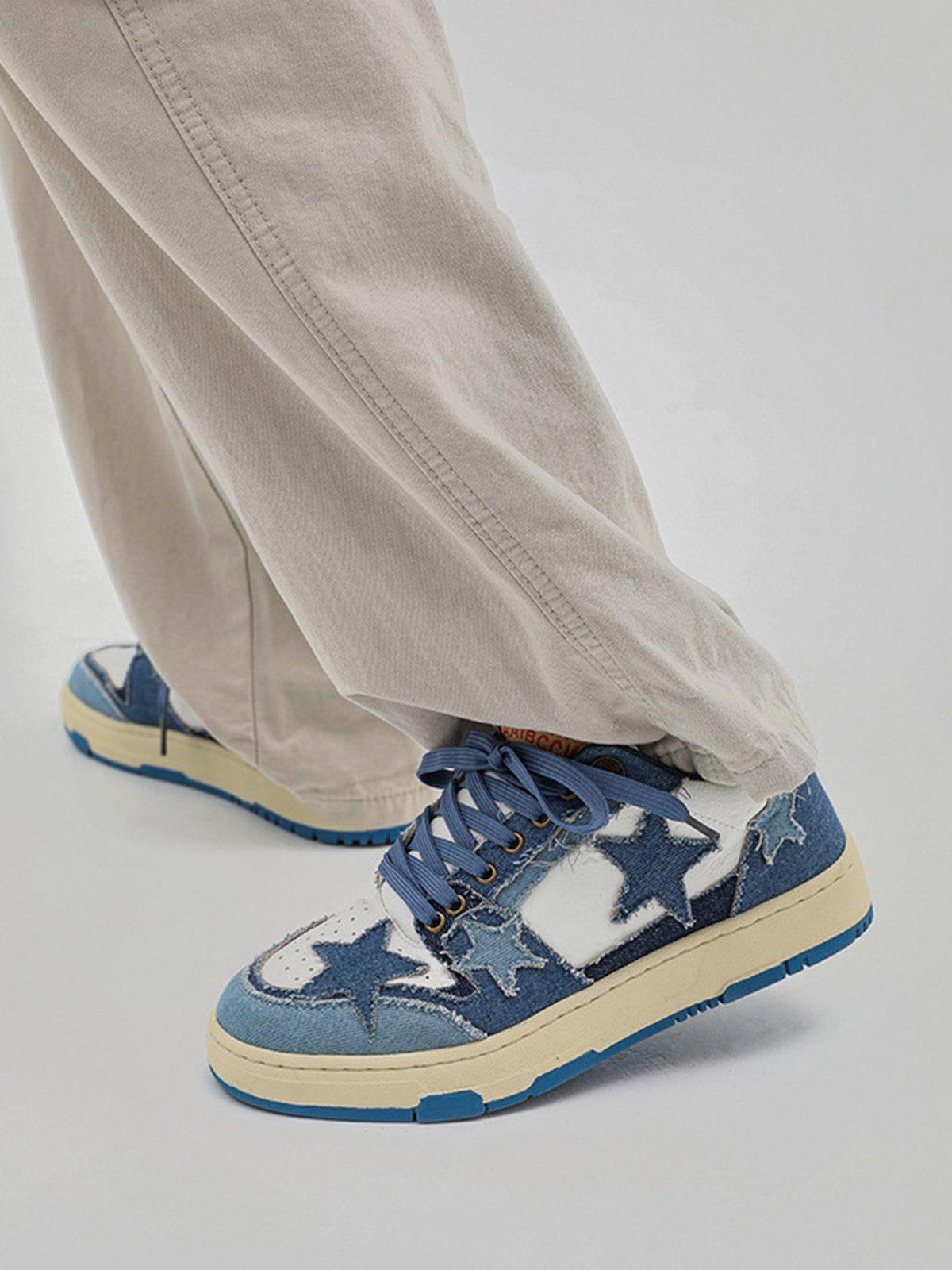 Stars Casual All-Match Denim Skate Shoes