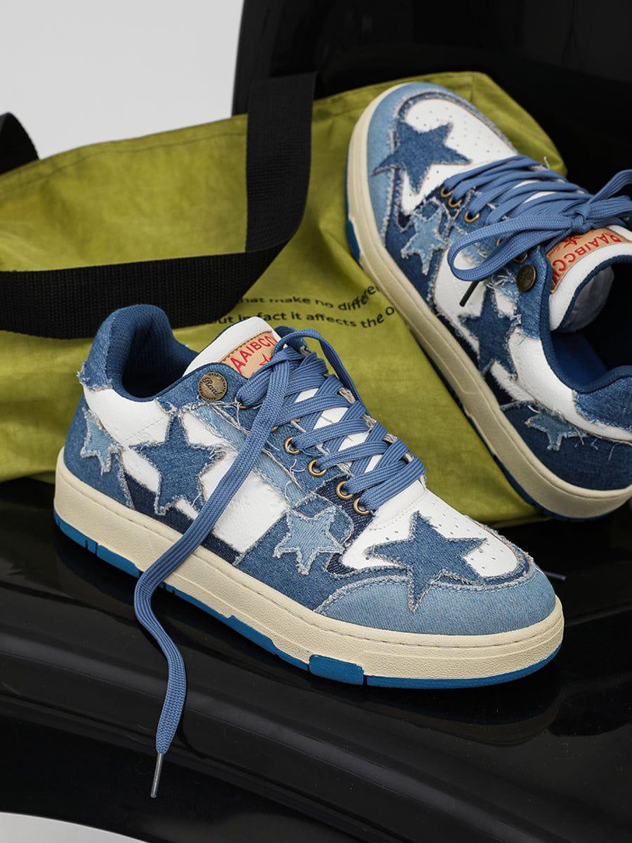 Stars Casual All-Match Denim Skate Shoes