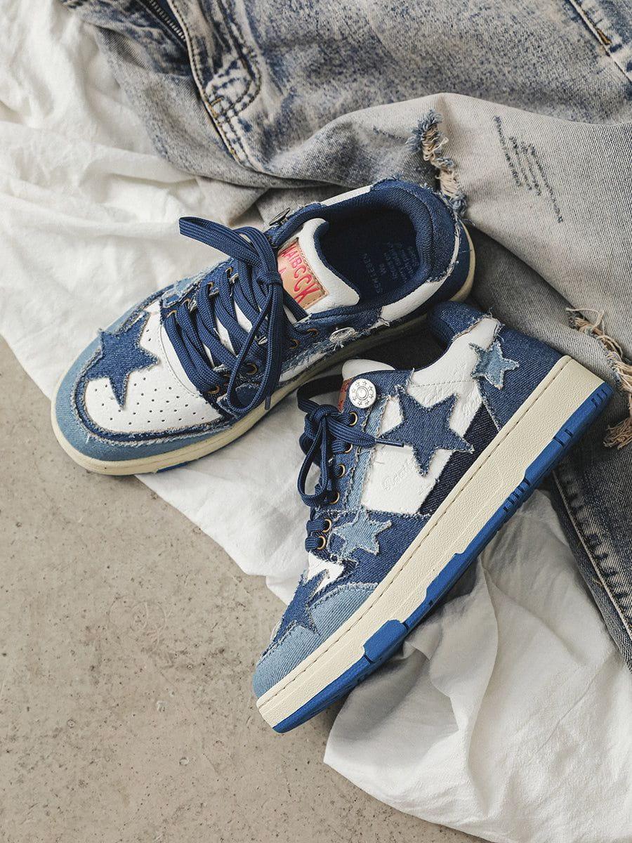Stars Casual All-Match Denim Skate Shoes