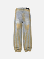 Straight-Leg Patchwork Mud-Dyed Jeans