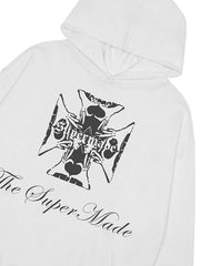 Street Cross Letters Print Hoodie