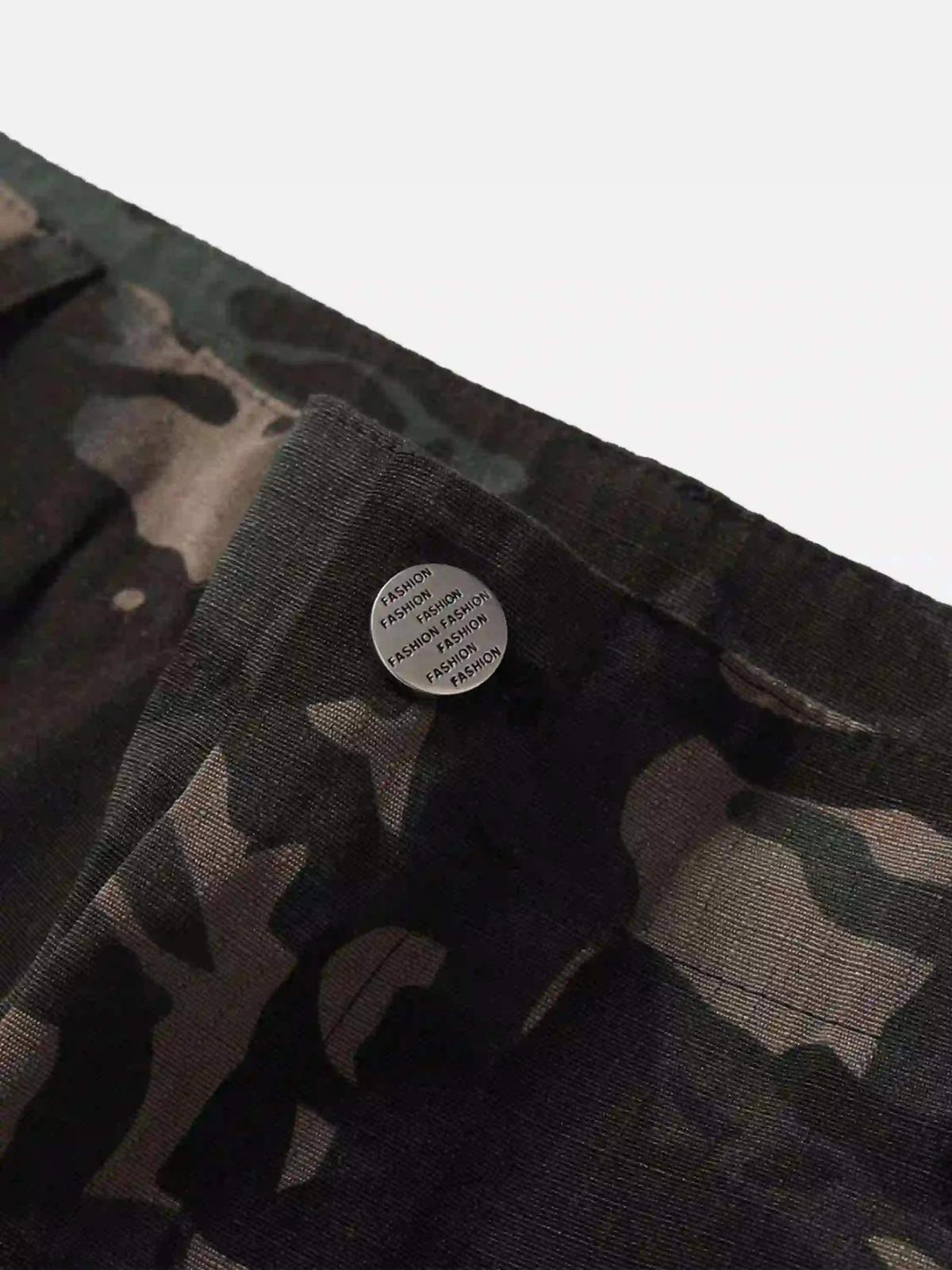 Street Dark Camouflage Zipper Cargo Pants