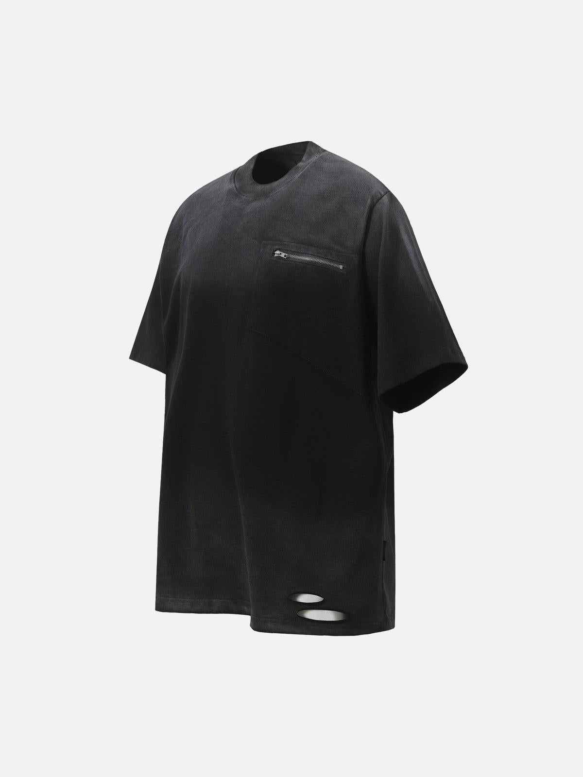 Street Dirty-Dye Distressed Cut Pocket T-Shirt