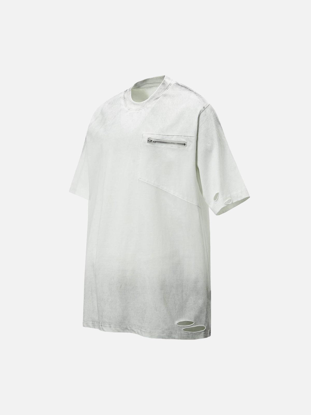 Street Dirty-Dye Distressed Cut Pocket T-Shirt