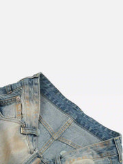 Street Distressed Industrial Style Straight Jeans