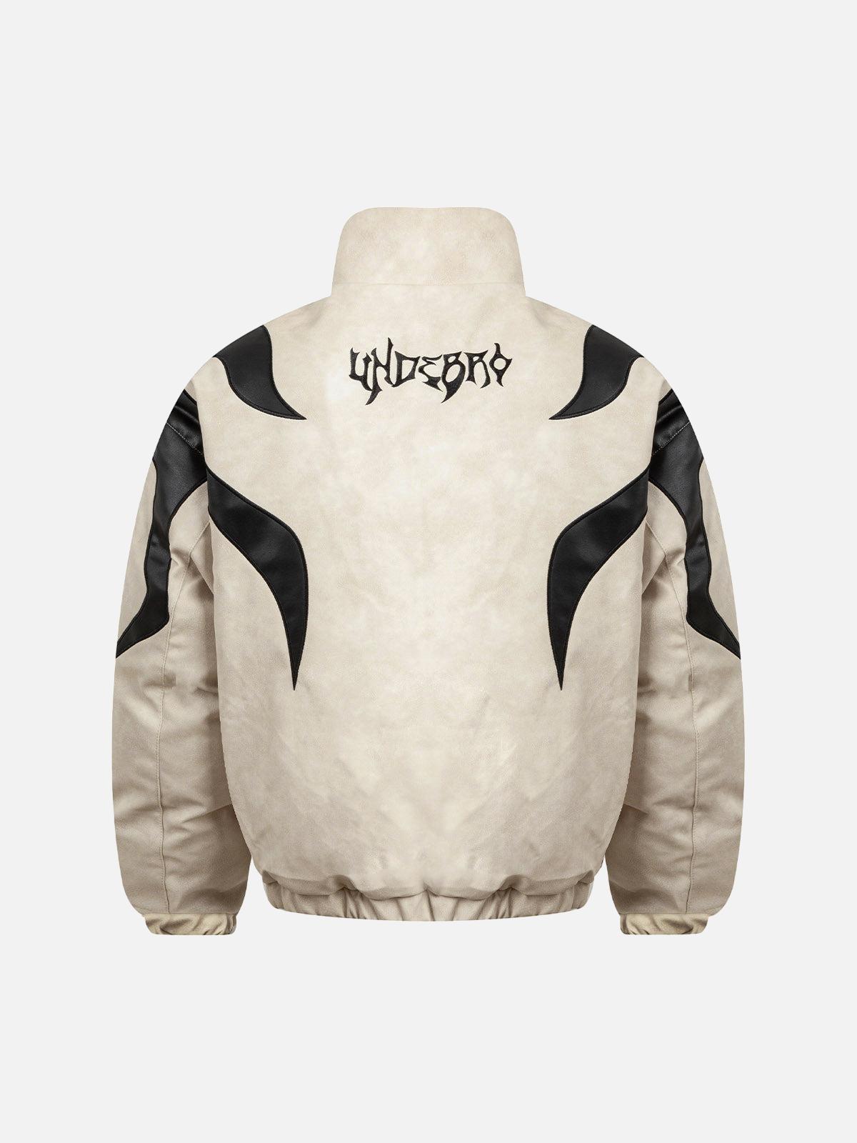 Street Flame Embroidered Suede Padded Puffer Jacket