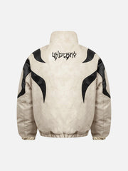 Street Flame Embroidered Suede Padded Puffer Jacket