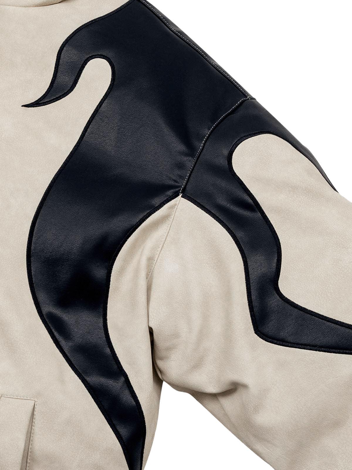 Street Flame Embroidered Suede Padded Puffer Jacket