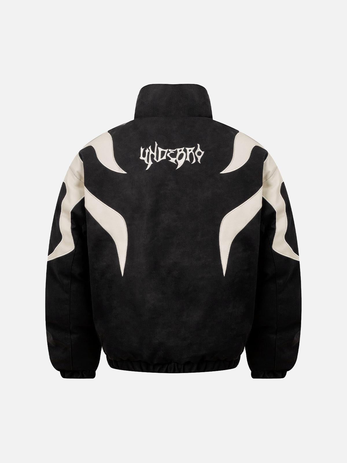Street Flame Embroidered Suede Padded Puffer Jacket