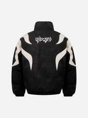 Street Flame Embroidered Suede Padded Puffer Jacket
