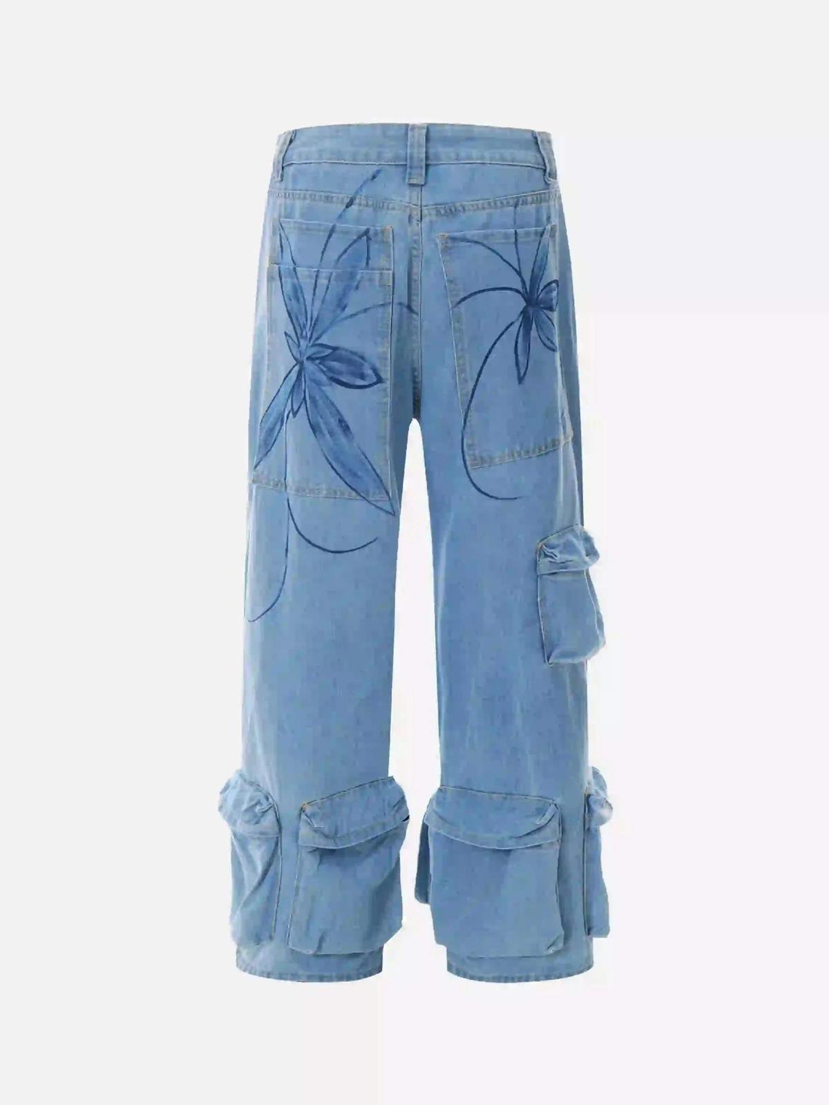Street Hand-Painted Graffiti Wide-Leg Jeans
