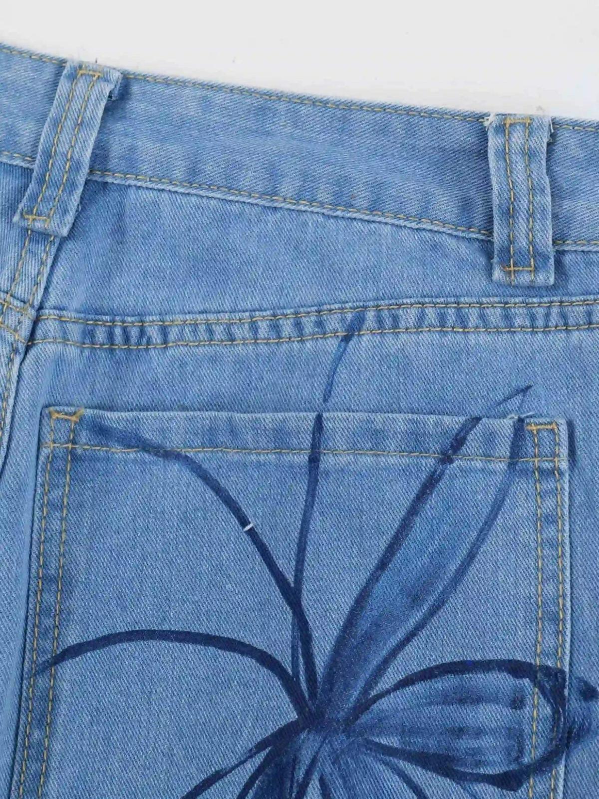Street Hand-Painted Graffiti Wide-Leg Jeans