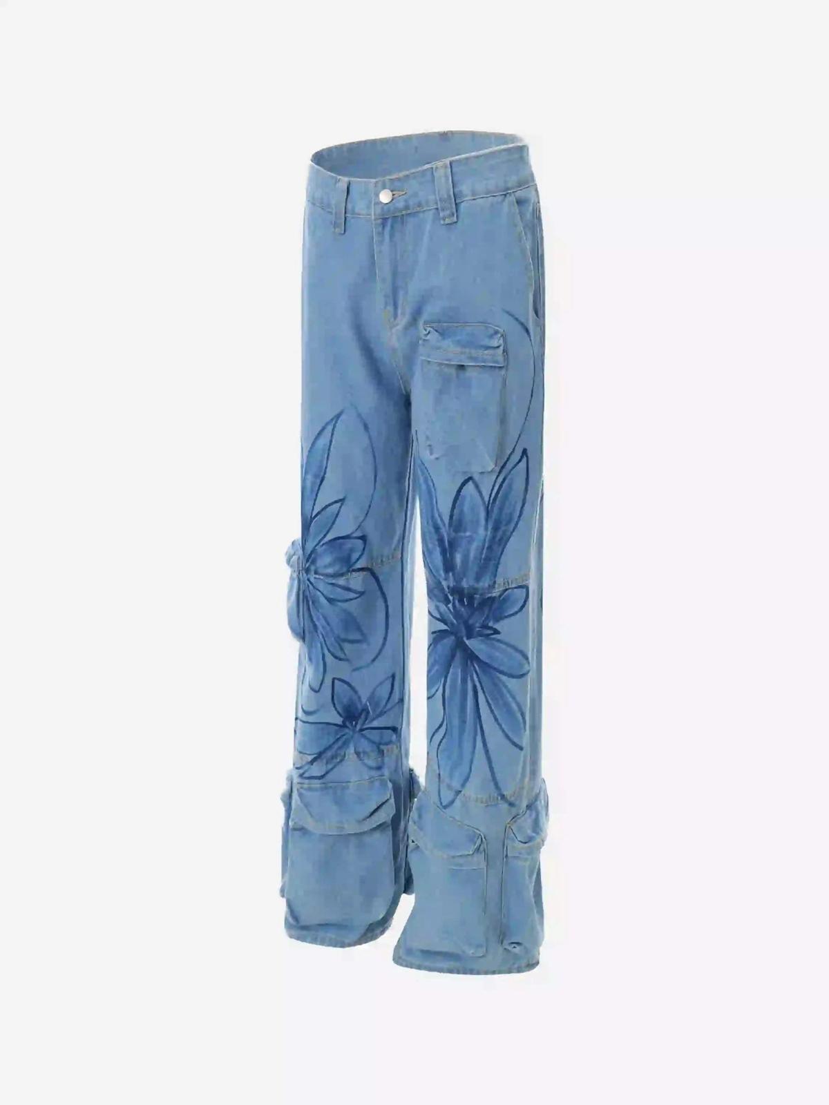 Street Hand-Painted Graffiti Wide-Leg Jeans