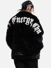 Street Letter Embroidered Fleece Jacket