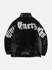 Street Letter Embroidered Fleece Jacket