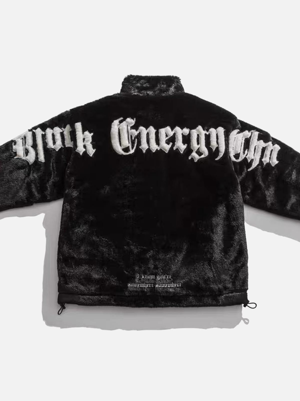 Street Letter Embroidered Fleece Jacket